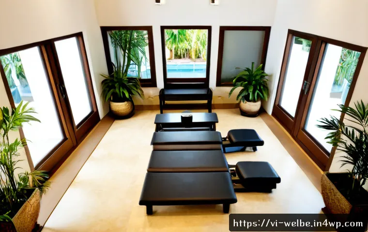 Home 17 웰니스 사무실을 위한 평면도 디자인 - Photorealistic top-down architectural flat lay of a wellness-focused office floor plan, open collabo...